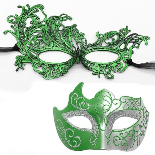 Masquerade Mask - Venetian Style for Couples, Mardi Gras & Halloween Party