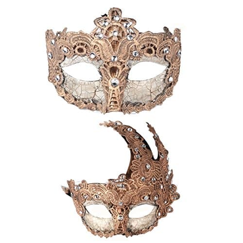 YU FENG Venetian Masquerade Mask for Women, Couples & Besties Prom, Balls, Mardi Gras, Halloween & Parties Costume Mask