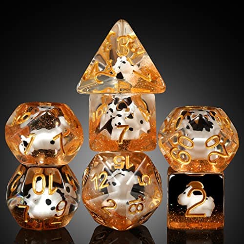 Enchanting Cat D&D 7PC Resin Dice Set with Bag