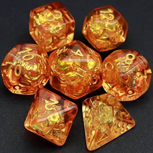 Haxtec Black DND Dice Set 7PC Filled Resin Polyhedral Dice