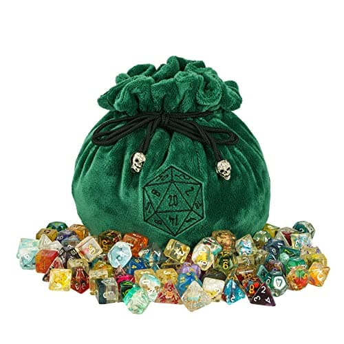 Velvet Dice Bag with Octopus Pattern for Tabletop Roleplaying Games