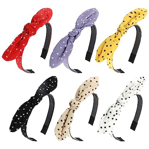 6 Pack Cute Bow & Knotted Headbands for Women & Girls