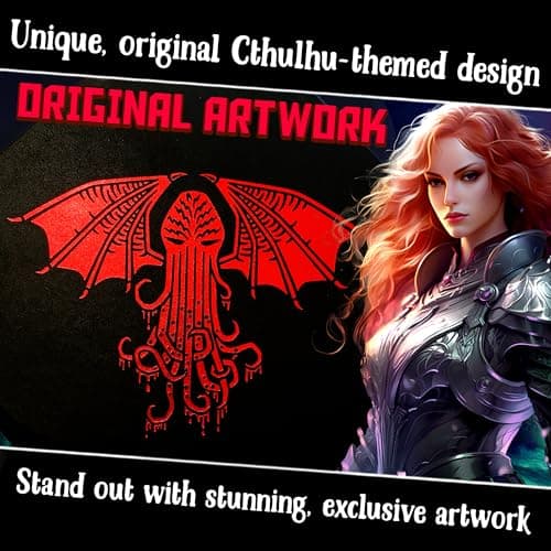 Cthulhu Tome Red Dice Tray - 9" Octagon with Lid & D&D Dice Staging