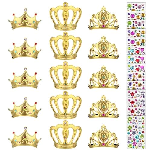 30 PCS Foaming Diamond Stickers Crowns for Princess Party Supplies