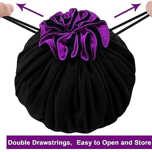 SIQUK Large Capacity Dice Bag with Pockets (Black & Dark Violet)