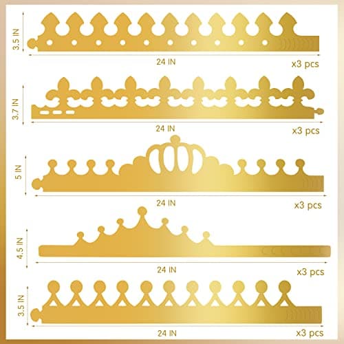 Gold Paper Crowns for Kids' Birthday Parties and Classroom Decor