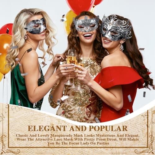 Jenaai 50 Pcs Couple Mardi Gras Masquerade Mask for Costume Ball Party