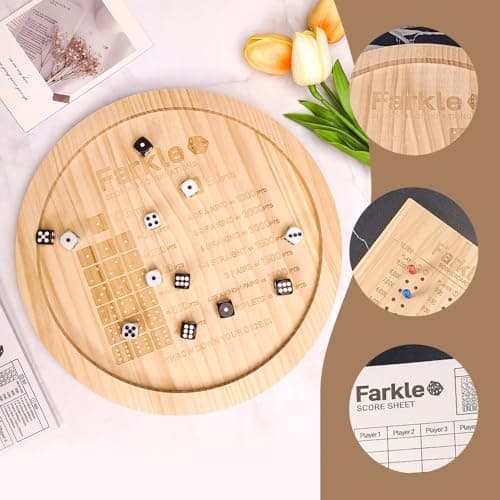 Farkle Classic Dice Game with Tray & Scoreboard