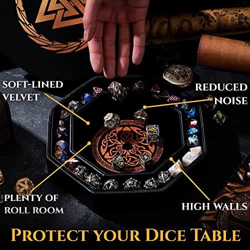 Copper Valknut & Dragon Dice Tray - 8 Inch DND & RPG Rolling Tray with Box Storage
