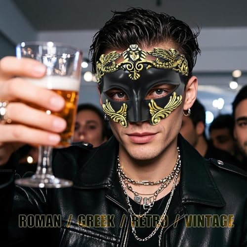 Cosmer Masquerade Mask for Couples Halloween Party Prom