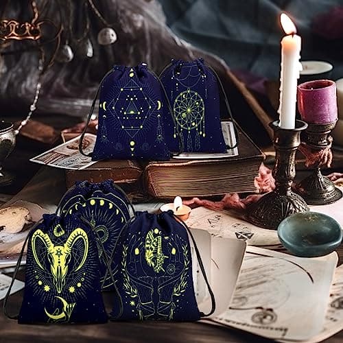 Paterr Vintage Drawstring Pouches for Tarot Cards, Runes & Jewelry (7.1 x 5.9 Inch)