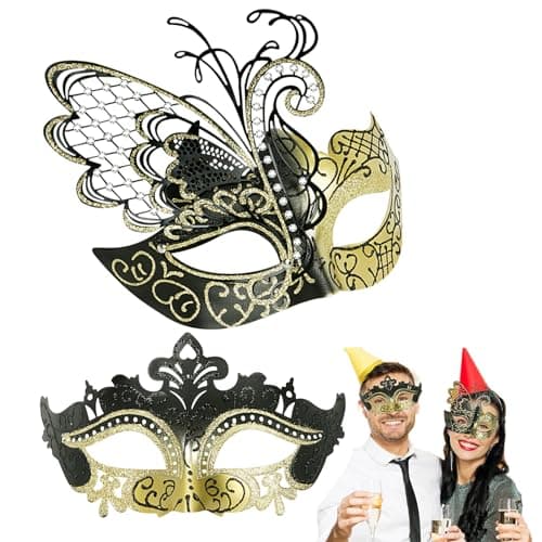 Couples Masquerade Mask Set for Venetian Party, Halloween Costume, Mardi Gras, Prom Ball