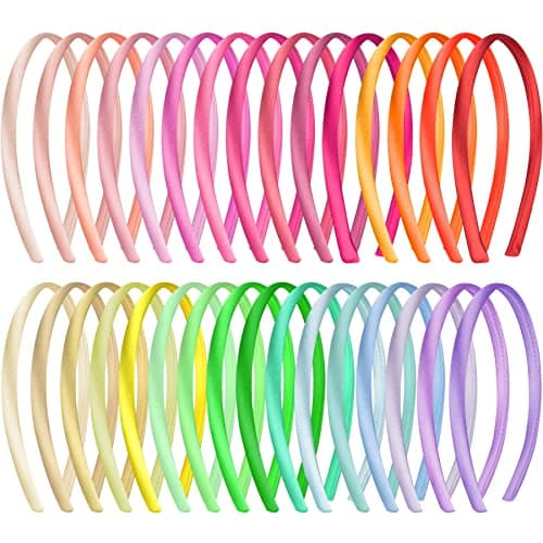 Duufin 30 Pieces Satin Headbands for Women and Girls
