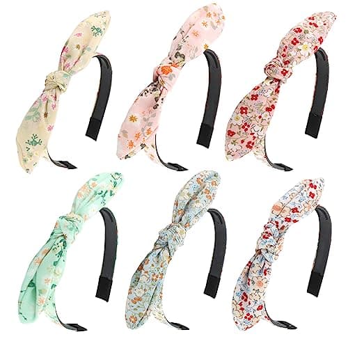 6 Pack Cute Bow & Knotted Headbands for Women & Girls