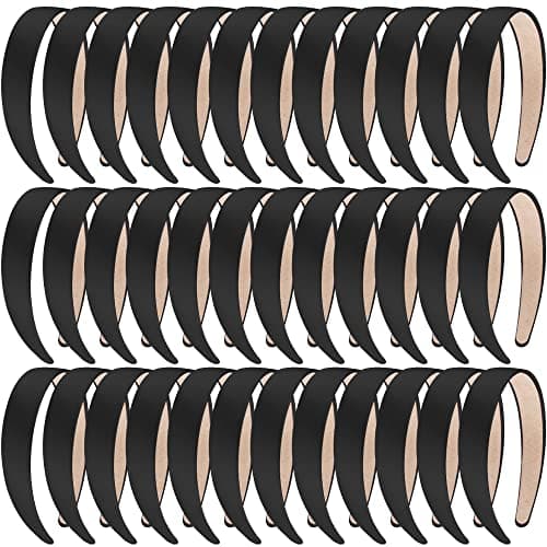 SIQUK 36 White Satin Non-Slip Headbands for Women - Perfect for Hair Styling Events