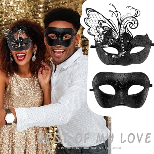 OIDEA Couples Masquerade Mask Set: Shiny Rhinestones Butterfly Costume