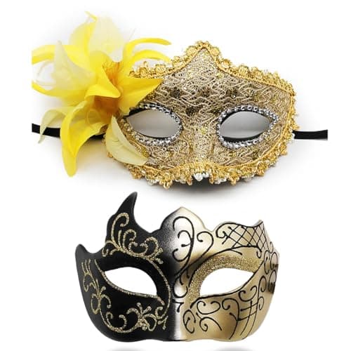 Cosmer Masquerade Mask for Couples Halloween & Mardi Gras Party