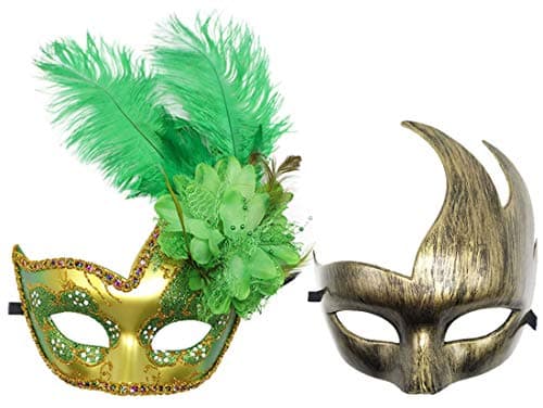 Coolwife Feather Masquerade Mask for Halloween and Cosplay