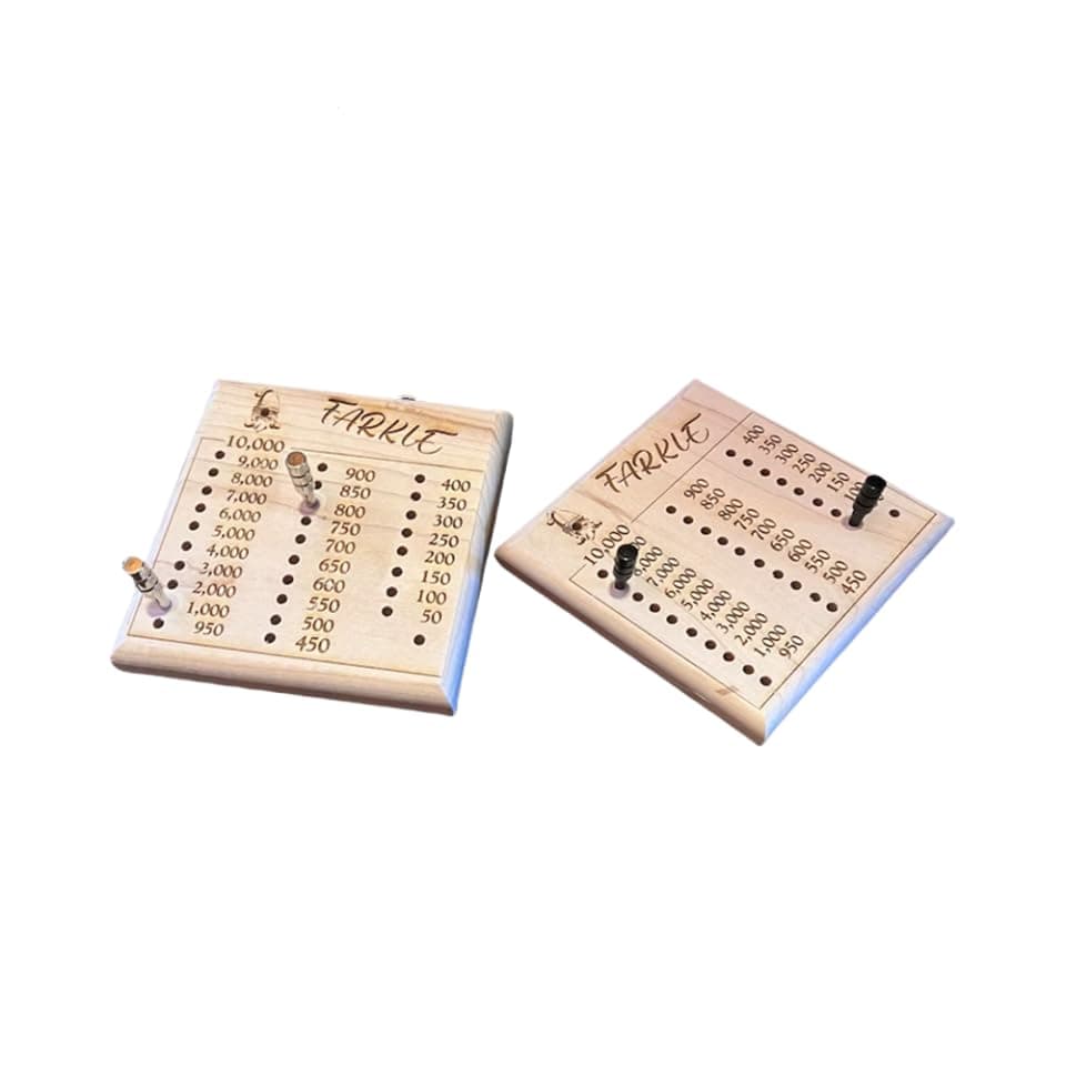 Classic Wooden Dice Tray for Farkle & Other Dice Games (Tray + 2 Dice)