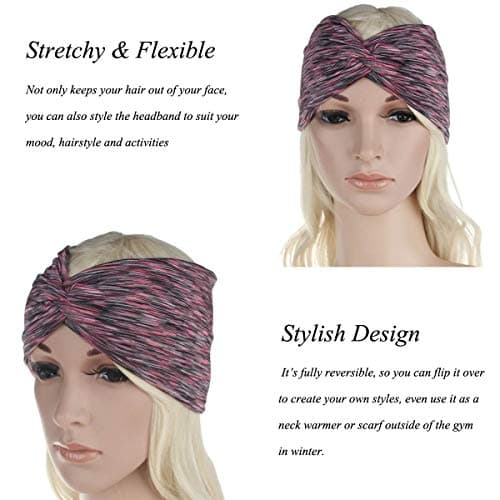 6 Pack Women's Workout Headbands for Fitness & Sports