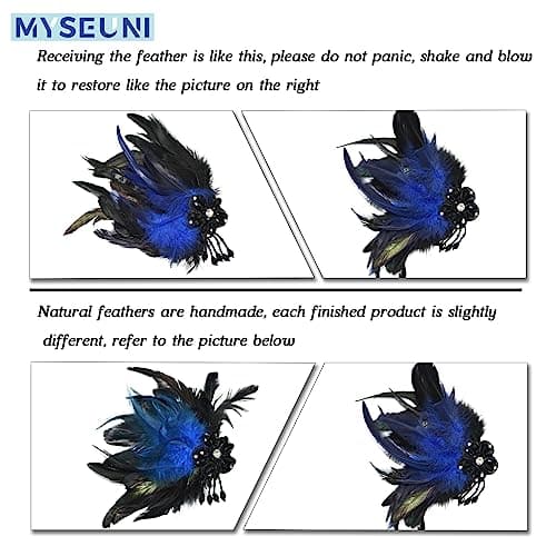 MYSEUNI Women's Shiny Feather Mardi Gras Mask with Stick