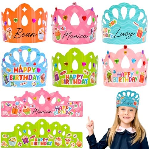 27 Pack Kids' DIY Paper Birthday Crowns for Classroom VBS
