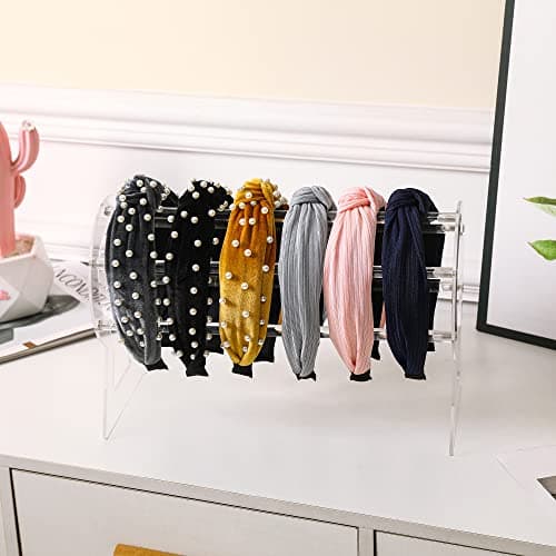 LOVNFC Girls' Colorful Wide Top Knot Headbands, 6Pcs No Slip Jewelry Embellished