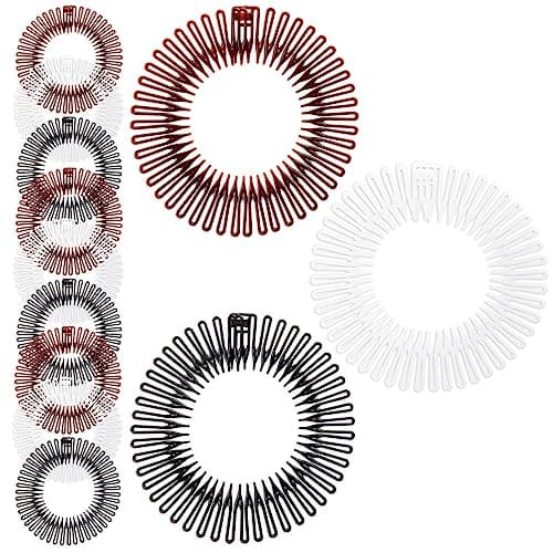 12-Pack 90s Zigzag Style Circle Headbands with Teeth - Women's Hair Accessories