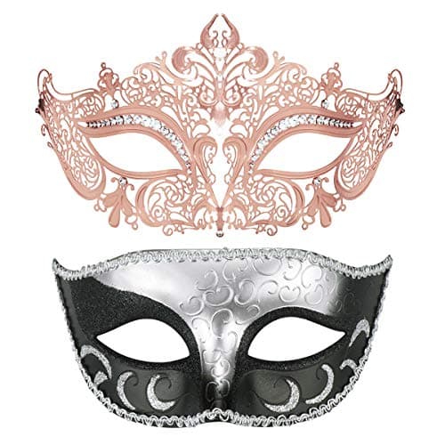 Thmyo Black Couples Venetian Masquerade Mask for Halloween Mardi Gras