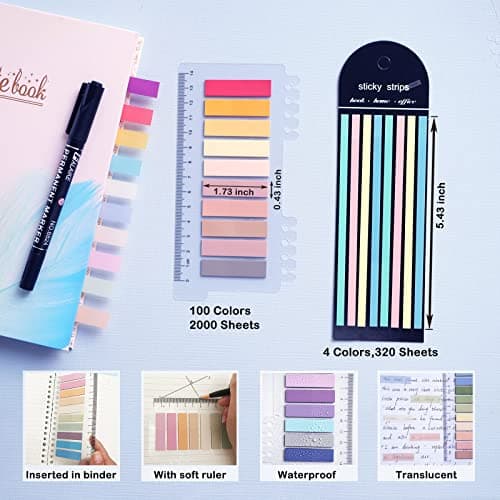 WSCHU 104 Color Morandi 2320pcs Book Tabs & Page Markers