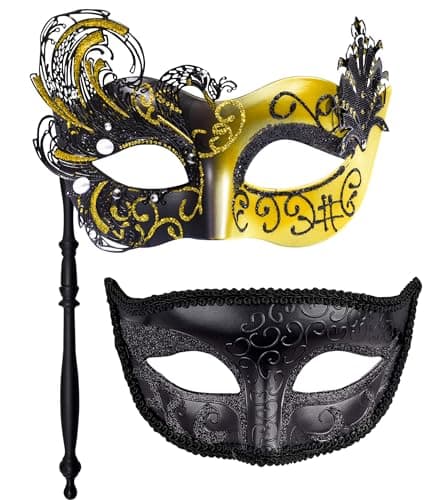 Masquerade Masks for Couples at Halloween Party - SIQUK