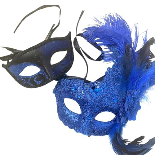 MasqStudio Couples Black Gold Masquerade Mask Pair