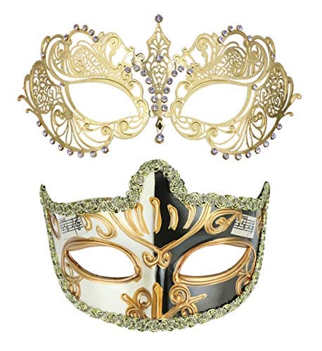 Thmyo Venetian Couple's Crown Masquerade Mask Mardi Gras Prom Costume