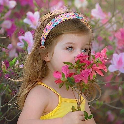 Sparkly Flower Sequin Headbands for Girls, Kids, and Teens, 3 CM Wide, 6 Pack