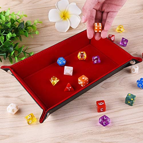 SIQUK Double Sided Folding Dice Tray in PU Leather and Velvet