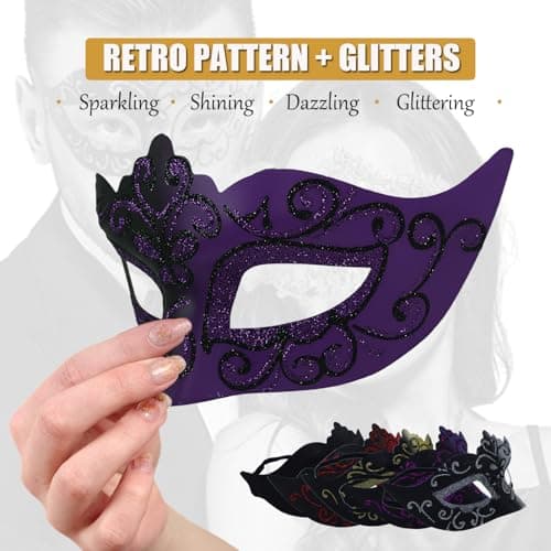 Men's & Women's Shiny Masquerade Masks for Halloween Party Prom