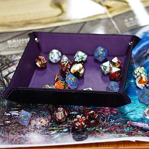 Collapsible Leather Dice Tray for Tabletop RPGs (D&D, Pathfinder)