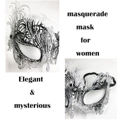 Yimianshou Masquerade Mask Set for Couples Mardi Gras & Venetian Party Halloween Costume Accessory