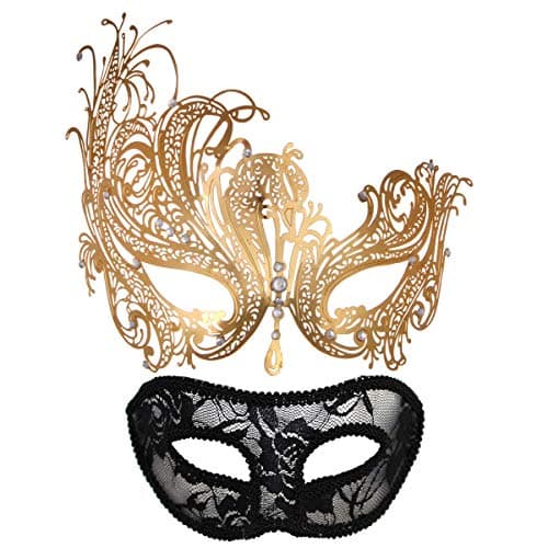 MYMENU Couples Masquerade Mask Women Metal Rhinestone Venetian Party