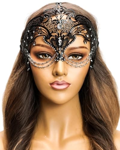 BEYOND MASQUERADE Queen's Masquerade Mask for Women, Large Eyes, Halloween Cosplay