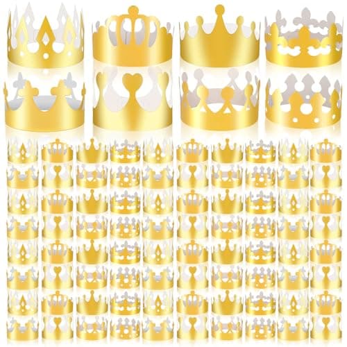 Gold Foil Paper Crowns, 64pcs Birthday King & Queen Crowns for Parties & Classrooms