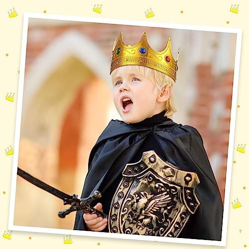 Hanaive Gold Royal Crowns for King Queen Prince Princess Costumes Cosplay Party