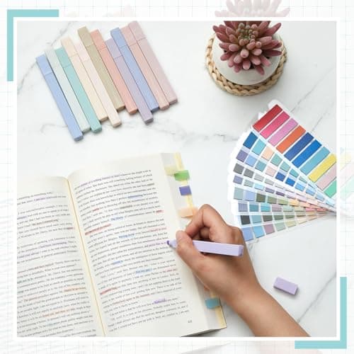 Pastel Style Book Annotation Kit 1800 Tabs, 12 Aesthetic Highlighters Morandi Colors School Office