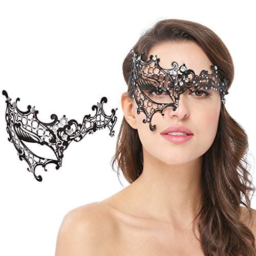 Ralleyfun Women's Venetian Metal Masquerade Mask for Carnival & Halloween Cosplay