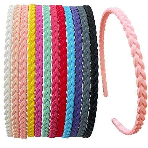 Springtime 12pcs Thin Colorful Plastic Headbands for Girls, Women, and Teens