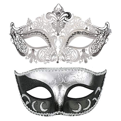 Thmyo Black Couples Venetian Masquerade Mask for Halloween Mardi Gras
