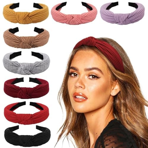 DRESHOW 8 Pack Knotted Headbands for Women Wide Turban Yoga Exercise Accessories