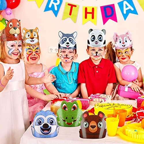 Tinlade 48pcs Jungle Safari Animal Headbands Sea Animals Birthday Hats