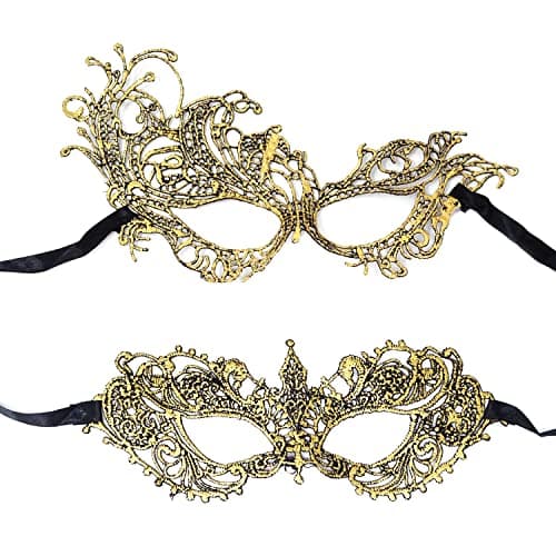 Honbay 2PCS Mysterious Lace Masks for Masquerade Events
