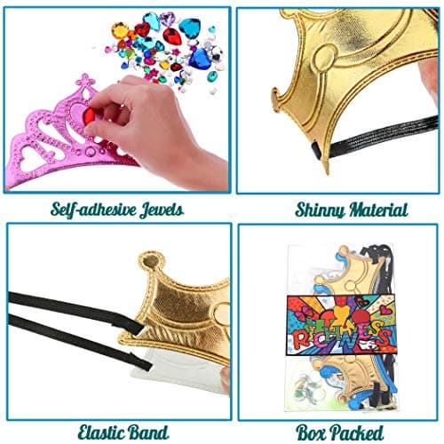 DIY Jeweled Foam Kid's Party Crowns, Pack of 6